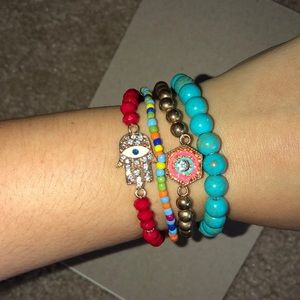 Set of 4 Hamsa Bracelets